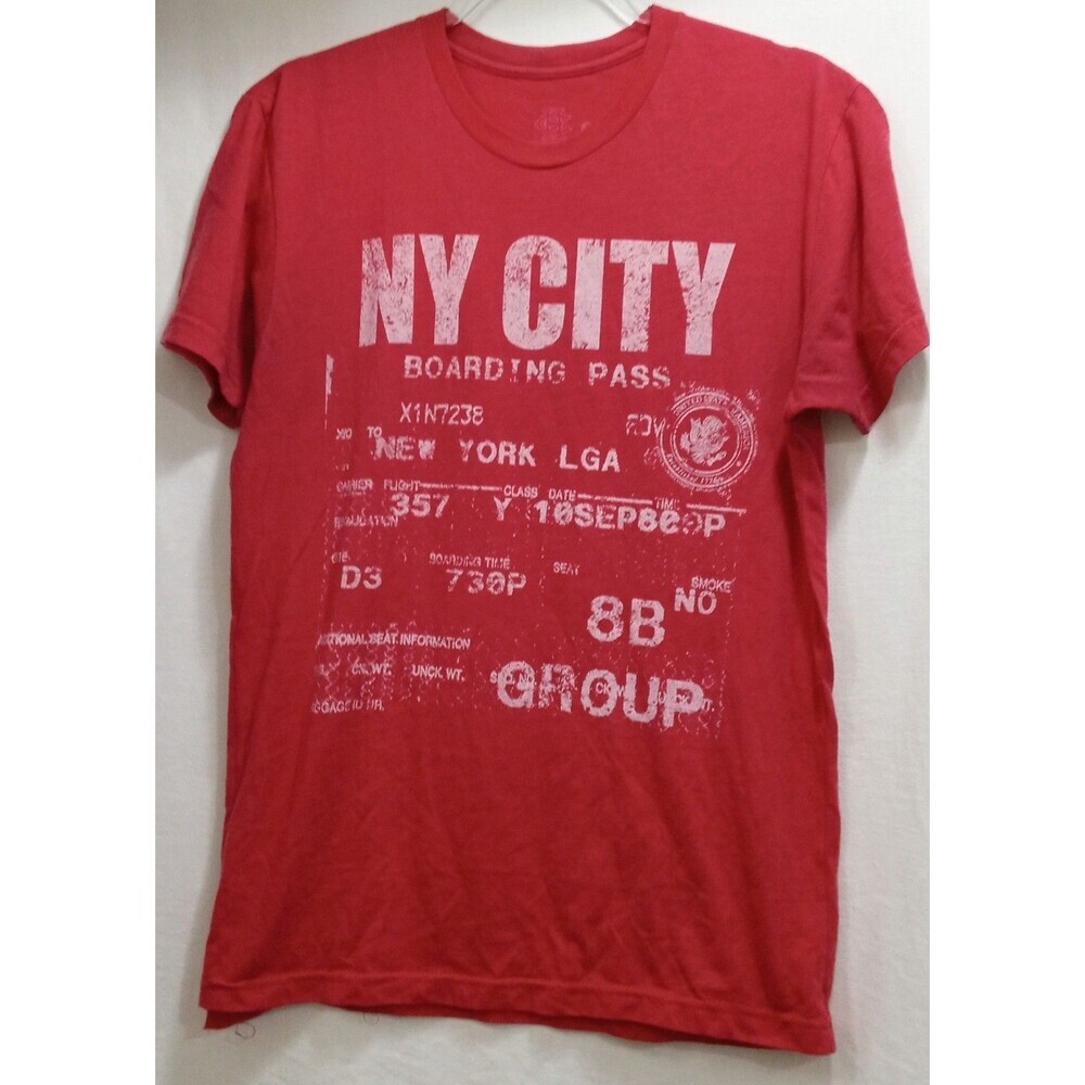 Heavyweight Champs Men's Graphic T-Shirt Small NY Boarding Pass Graphic Note